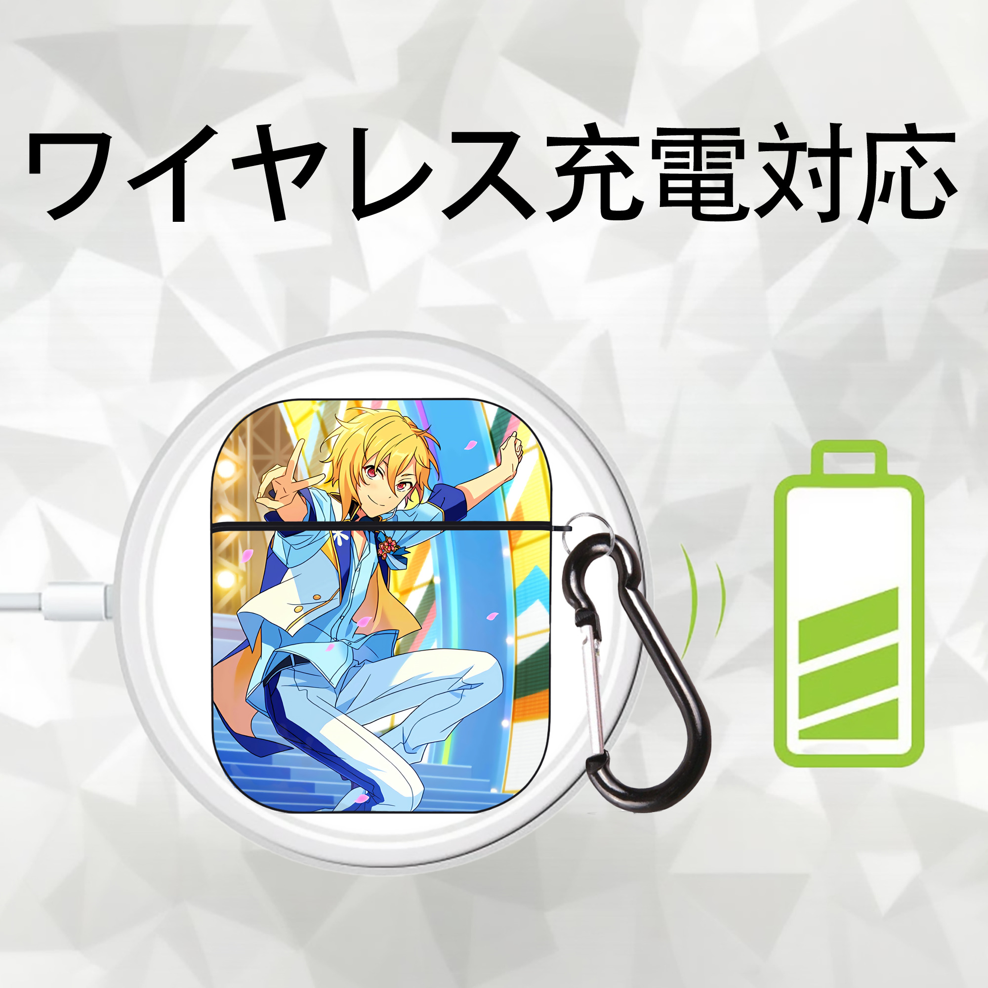 あんさんぶるスターズ! Ensemble Stars AirPods 第2世代保護ケース ハードシェル ブラック 耐衝撃・防指紋・カラビナ付き