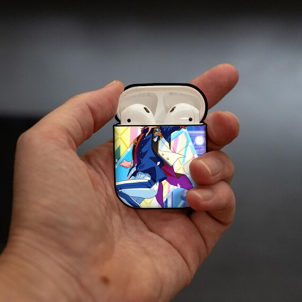 あんさんぶるスターズ! Ensemble Stars AirPods 第2世代保護ケース ハードシェル ブラック 耐衝撃・防指紋・カラビナ付き