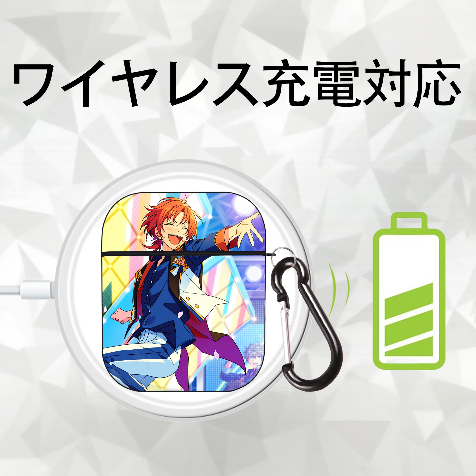 あんさんぶるスターズ! Ensemble Stars AirPods 第2世代保護ケース ハードシェル ブラック 耐衝撃・防指紋・カラビナ付き