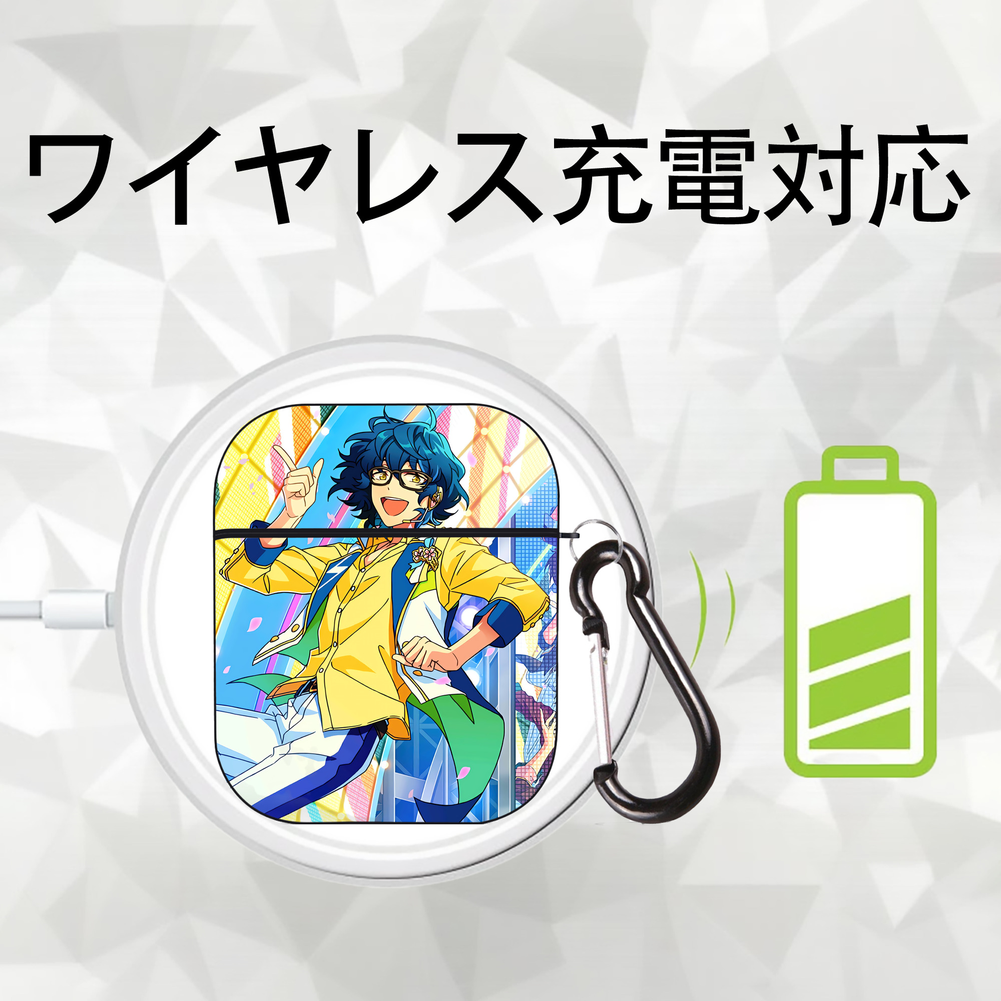 あんさんぶるスターズ! Ensemble Stars AirPods 第2世代保護ケース ハードシェル ブラック 耐衝撃・防指紋・カラビナ付き