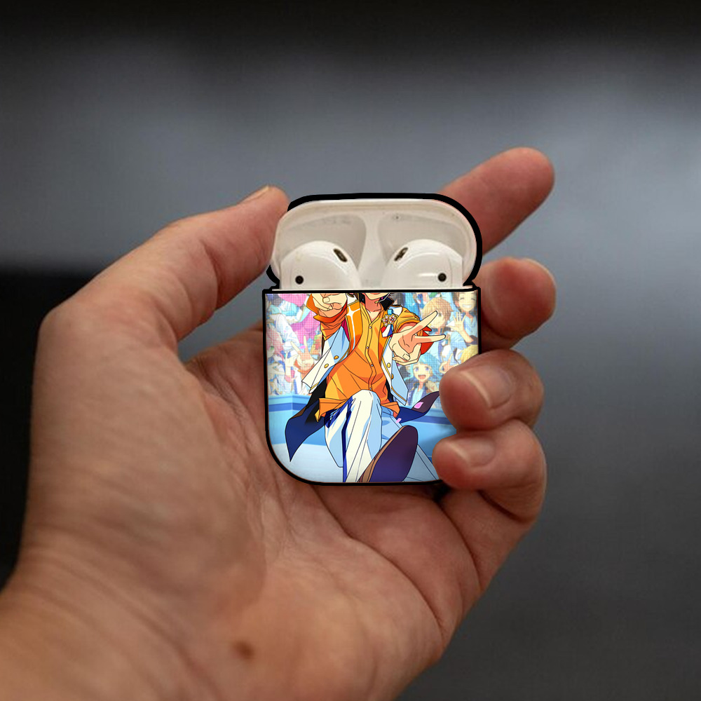 あんさんぶるスターズ! Ensemble Stars AirPods 第2世代保護ケース ハードシェル ブラック 耐衝撃・防指紋・カラビナ付き
