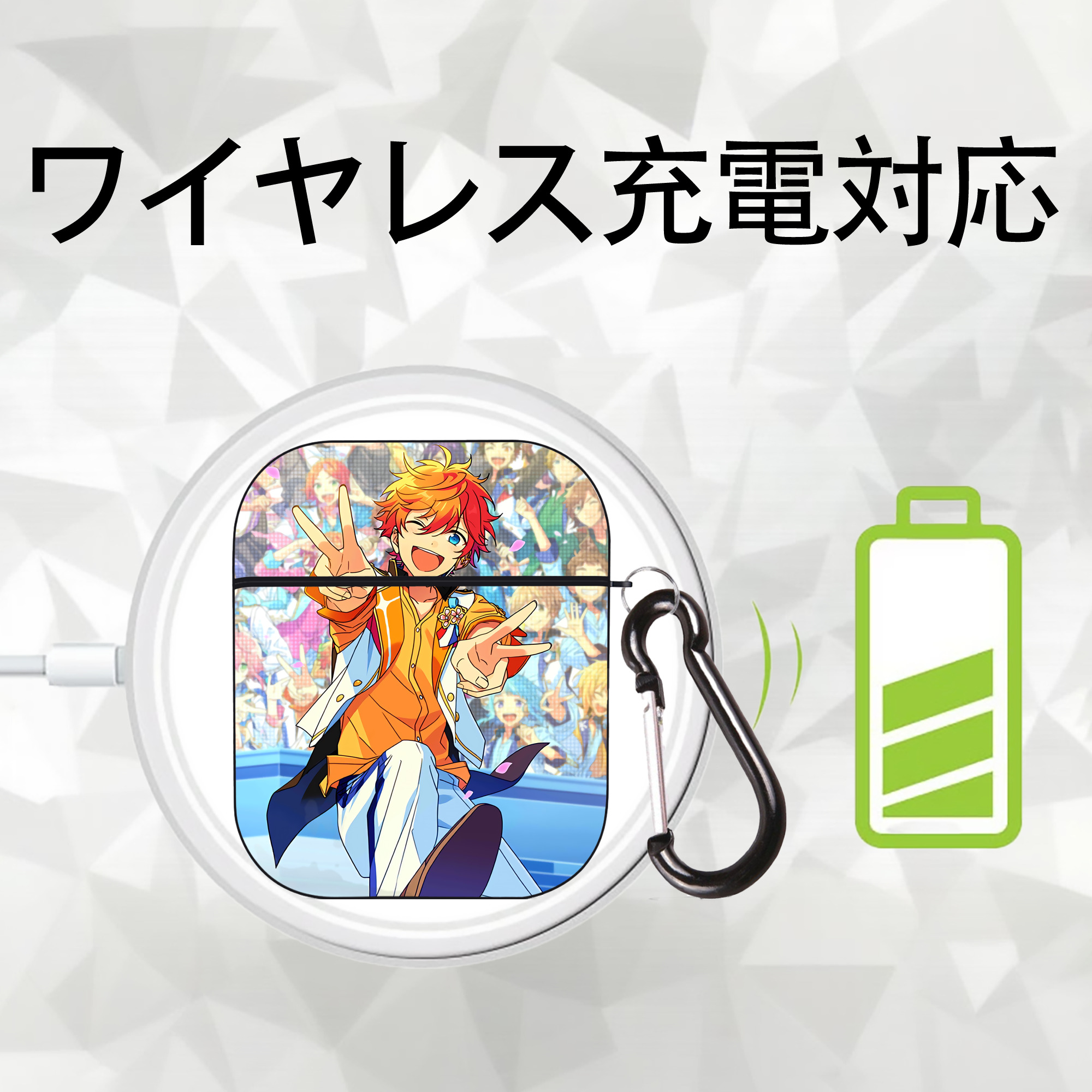 あんさんぶるスターズ! Ensemble Stars AirPods 第2世代保護ケース ハードシェル ブラック 耐衝撃・防指紋・カラビナ付き