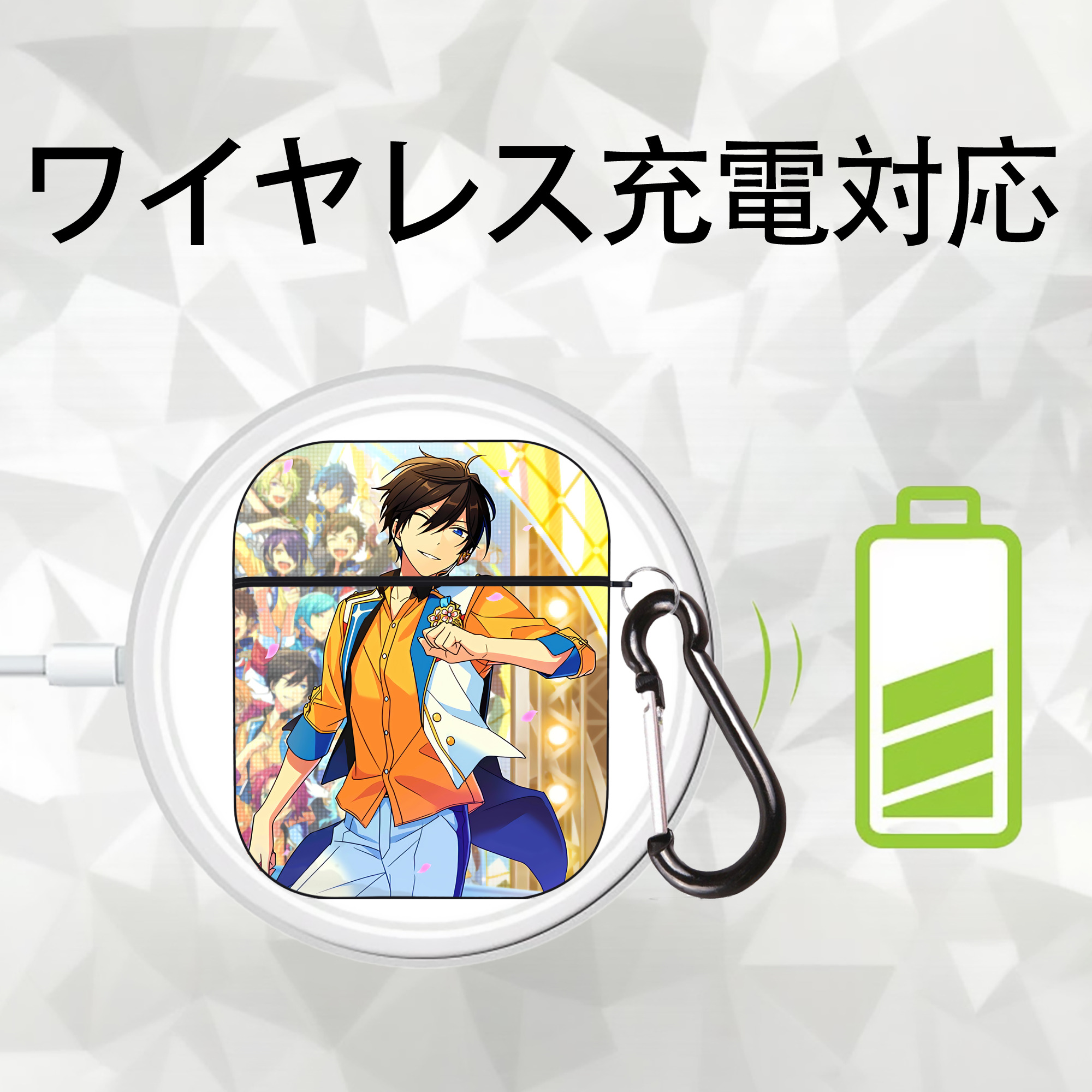 あんさんぶるスターズ! Ensemble Stars AirPods 第2世代保護ケース ハードシェル ブラック 耐衝撃・防指紋・カラビナ付き