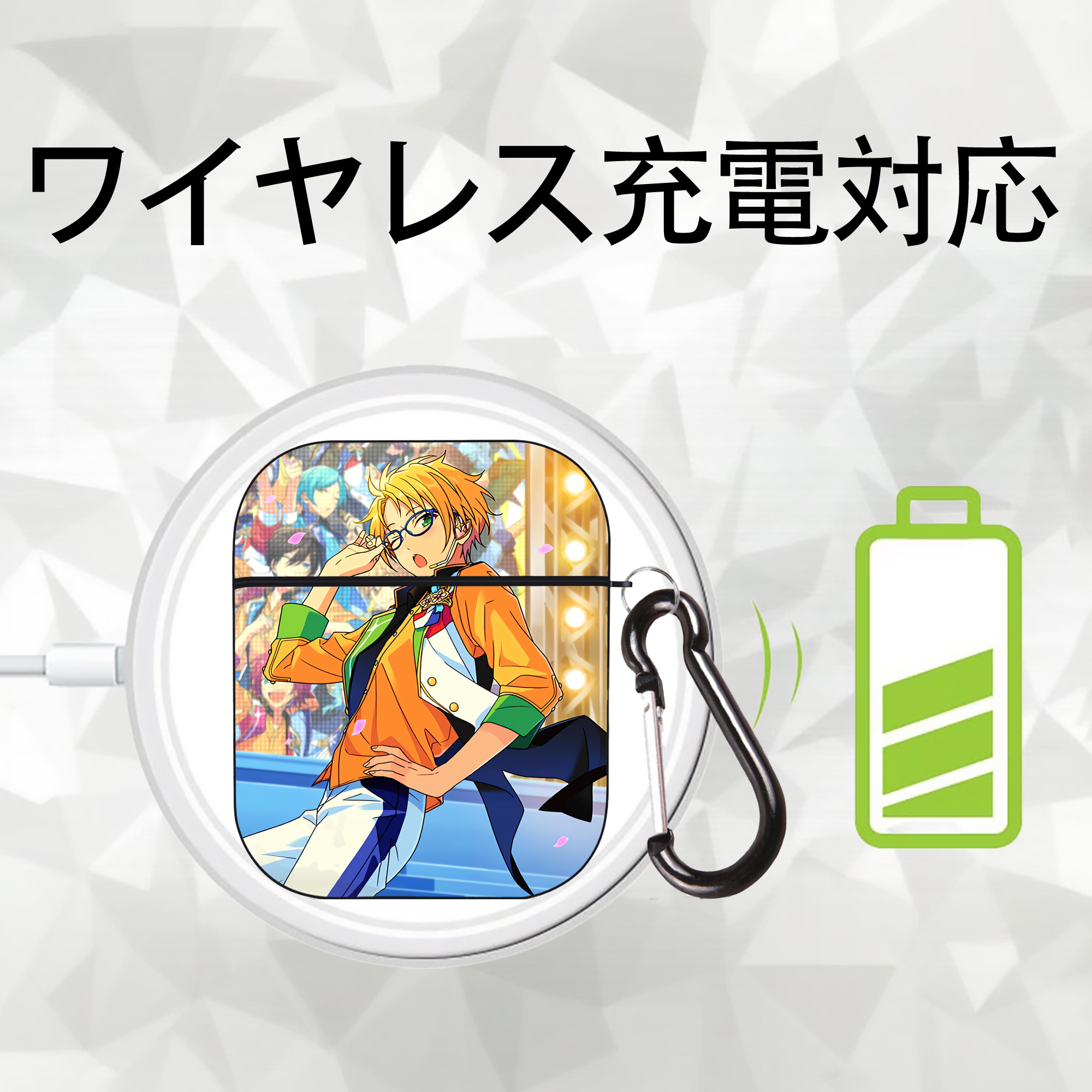 あんさんぶるスターズ! Ensemble Stars AirPods 第2世代保護ケース ハードシェル ブラック 耐衝撃・防指紋・カラビナ付き