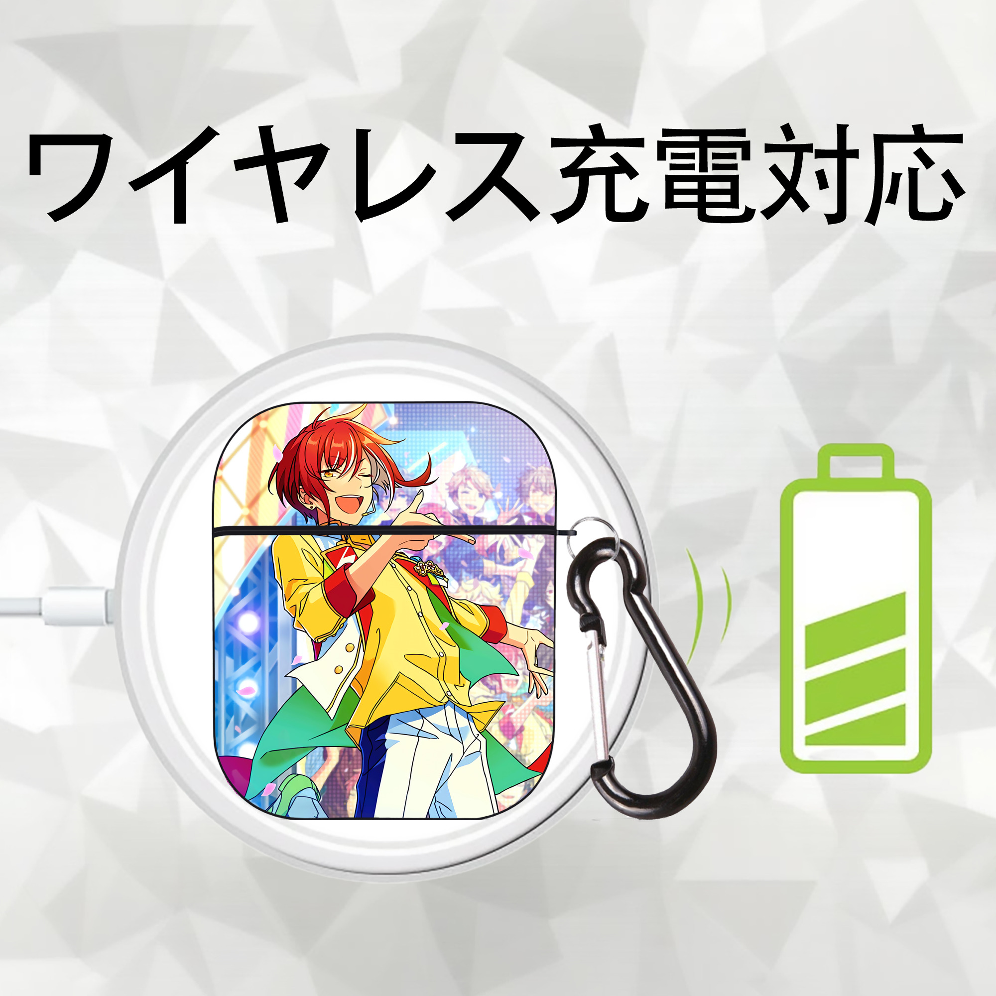 あんさんぶるスターズ! Ensemble Stars AirPods 第2世代保護ケース ハードシェル ブラック 耐衝撃・防指紋・カラビナ付き