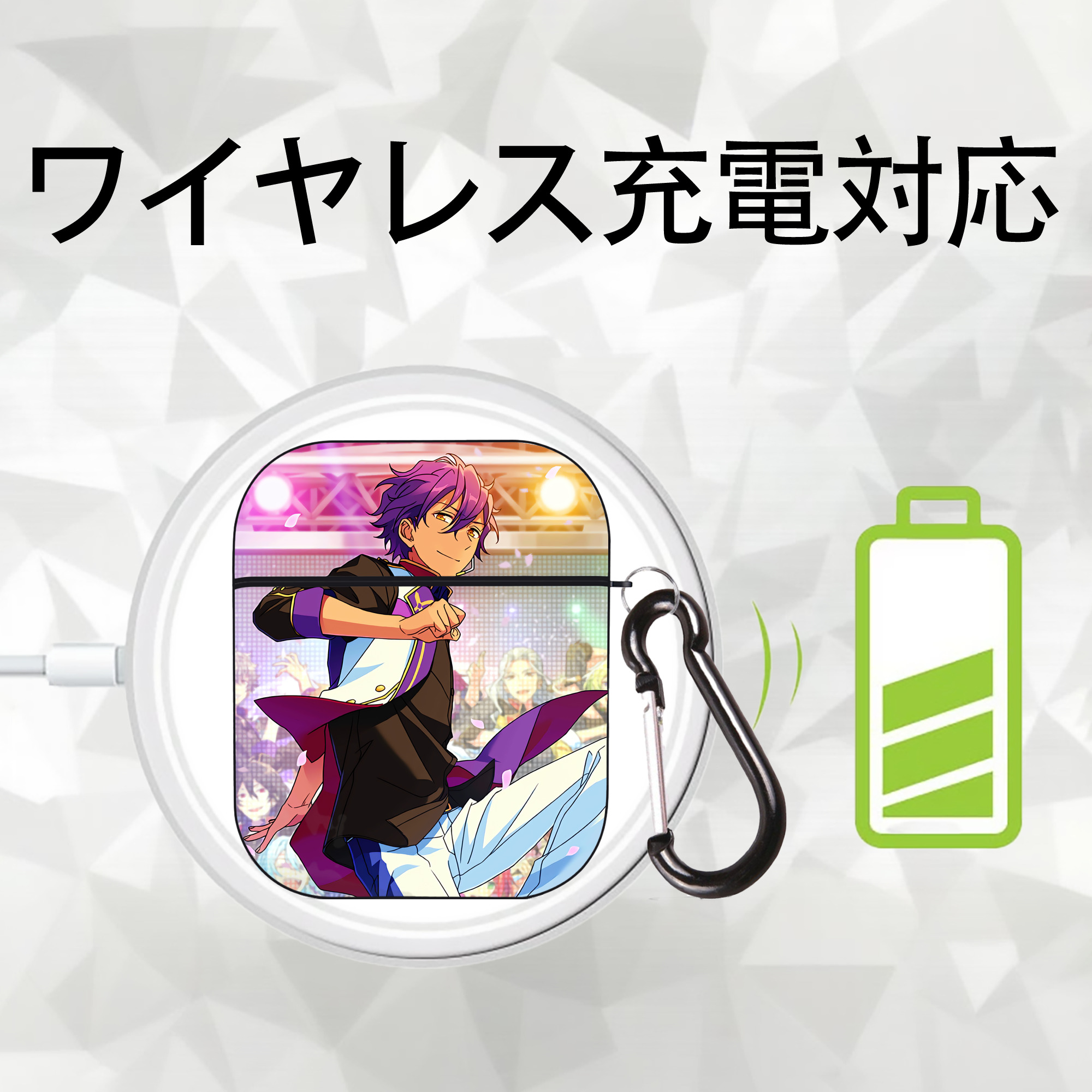 あんさんぶるスターズ! Ensemble Stars AirPods 第2世代保護ケース ハードシェル ブラック 耐衝撃・防指紋・カラビナ付き