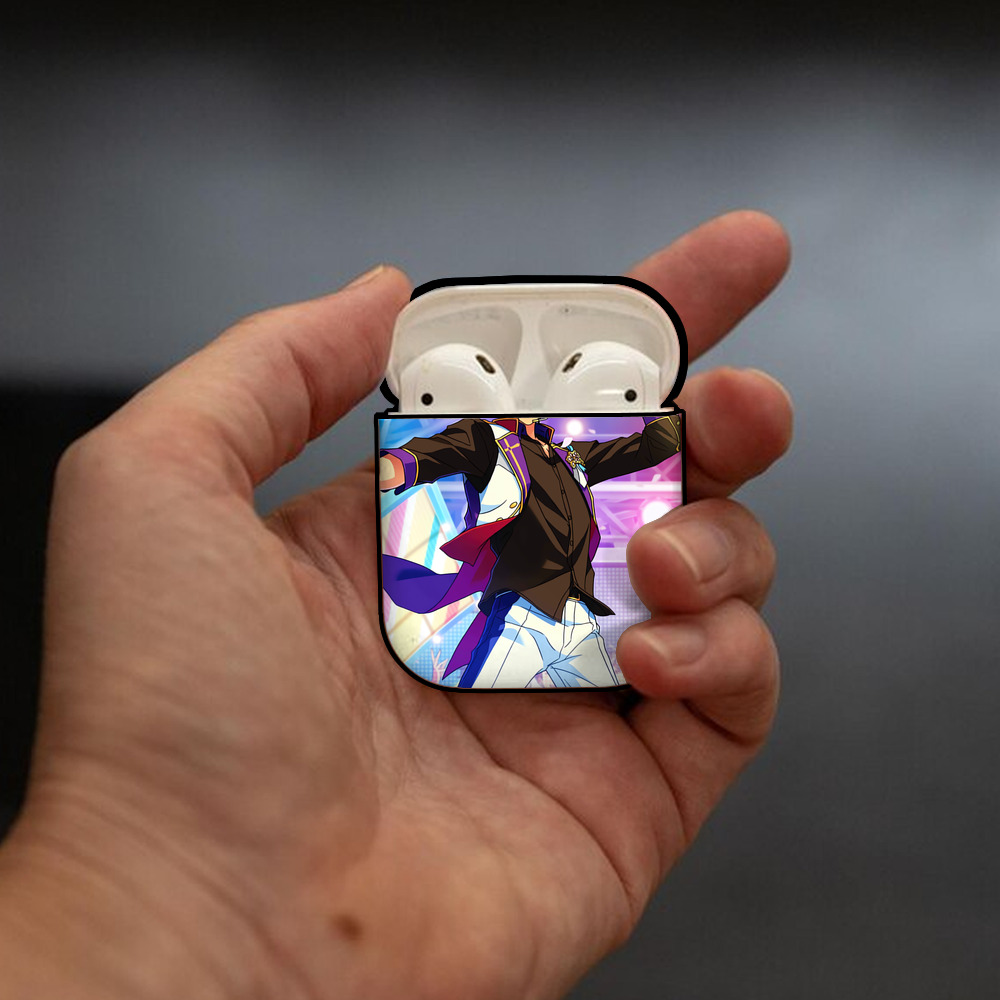 あんさんぶるスターズ! Ensemble Stars AirPods 第2世代保護ケース ハードシェル ブラック 耐衝撃・防指紋・カラビナ付き
