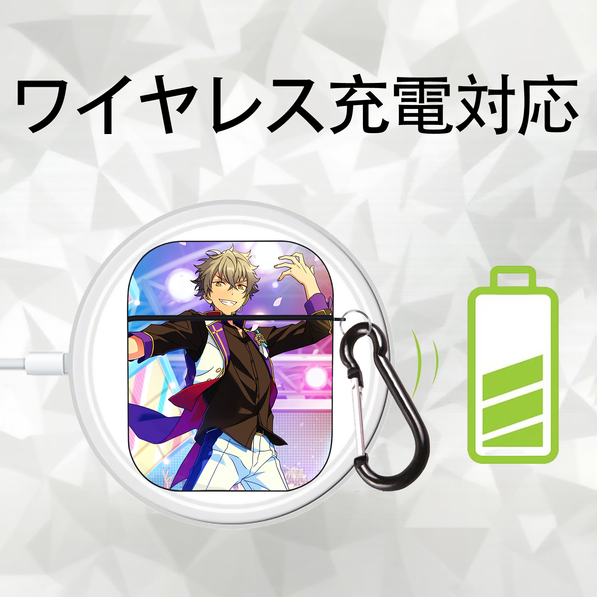 あんさんぶるスターズ! Ensemble Stars AirPods 第2世代保護ケース ハードシェル ブラック 耐衝撃・防指紋・カラビナ付き