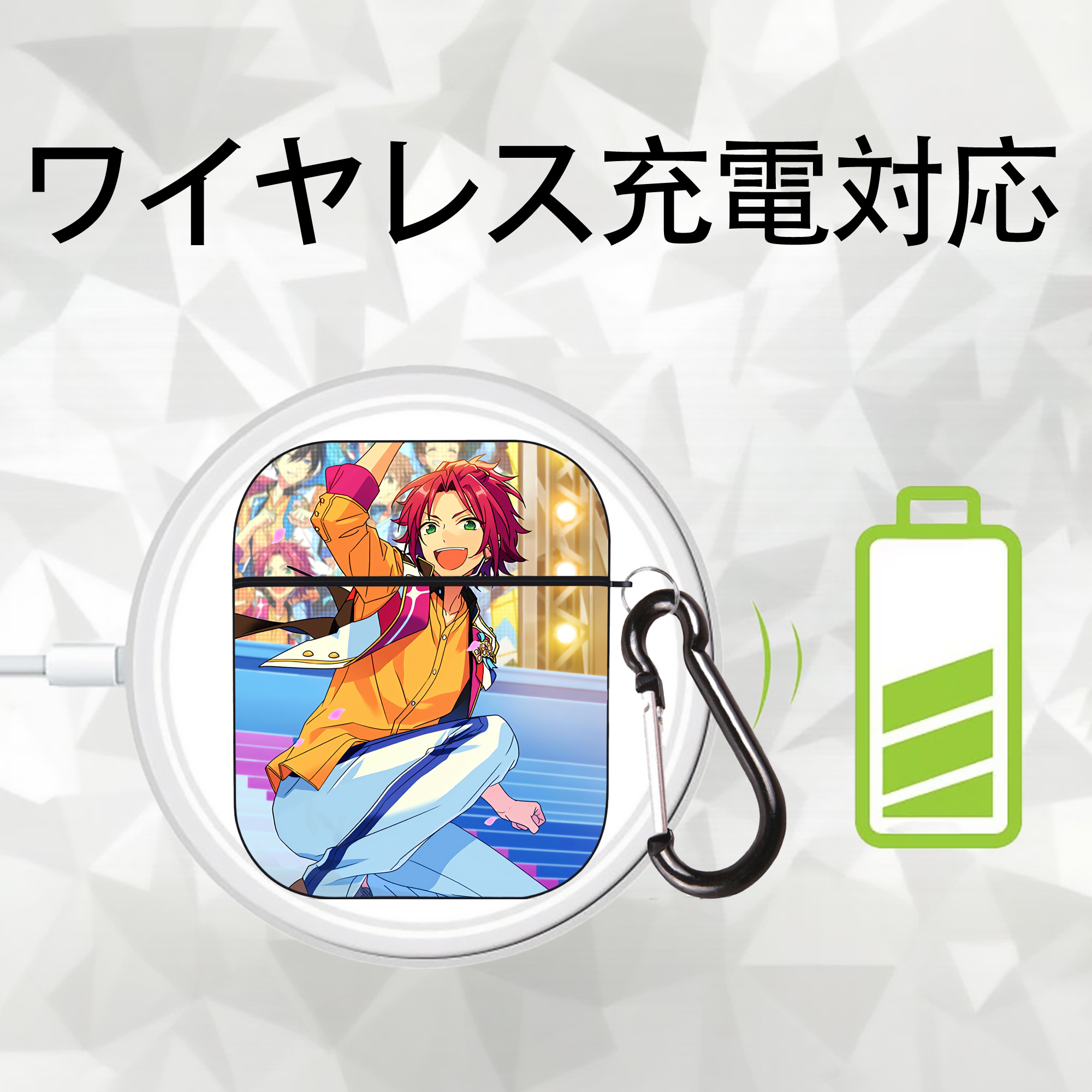 あんさんぶるスターズ! Ensemble Stars AirPods 第2世代保護ケース ハードシェル ブラック 耐衝撃・防指紋・カラビナ付き