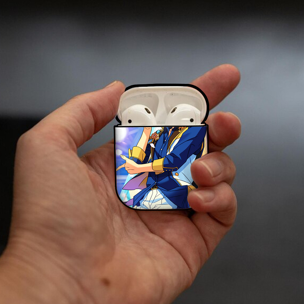 あんさんぶるスターズ! Ensemble Stars AirPods 第2世代保護ケース ハードシェル ブラック 耐衝撃・防指紋・カラビナ付き