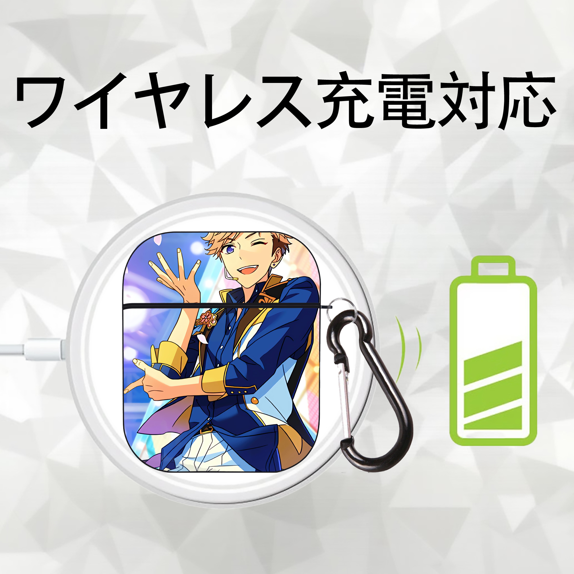 あんさんぶるスターズ! Ensemble Stars AirPods 第2世代保護ケース ハードシェル ブラック 耐衝撃・防指紋・カラビナ付き