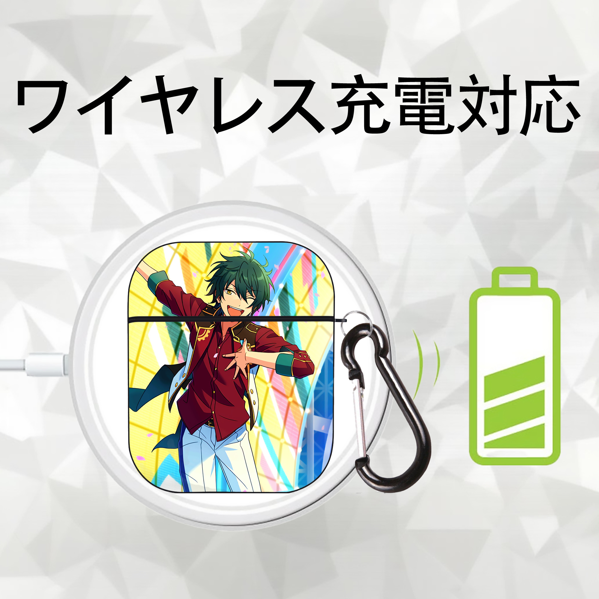 あんさんぶるスターズ! Ensemble Stars AirPods 第2世代保護ケース ハードシェル ブラック 耐衝撃・防指紋・カラビナ付き