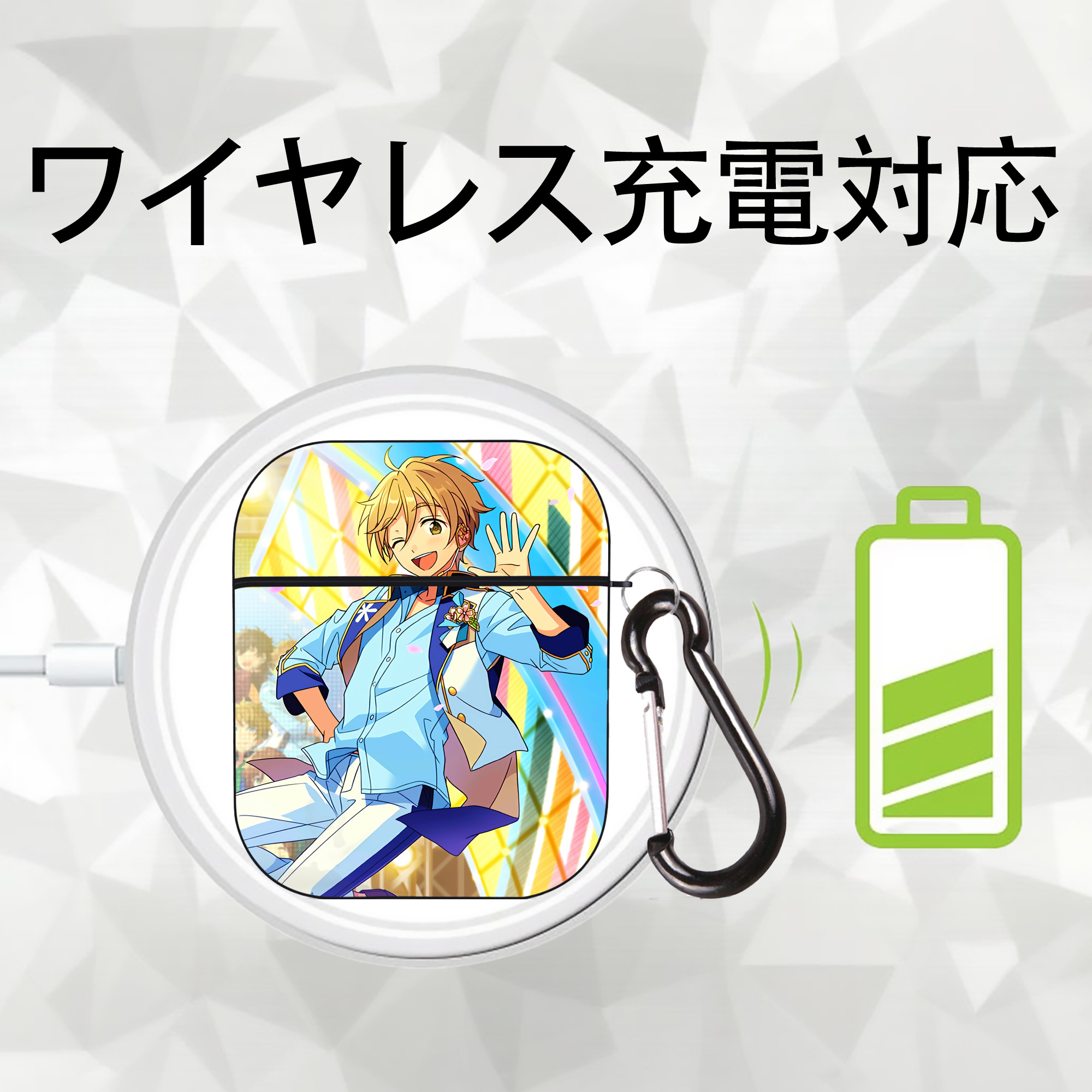 あんさんぶるスターズ! Ensemble Stars AirPods 第2世代保護ケース ハードシェル ブラック 耐衝撃・防指紋・カラビナ付き