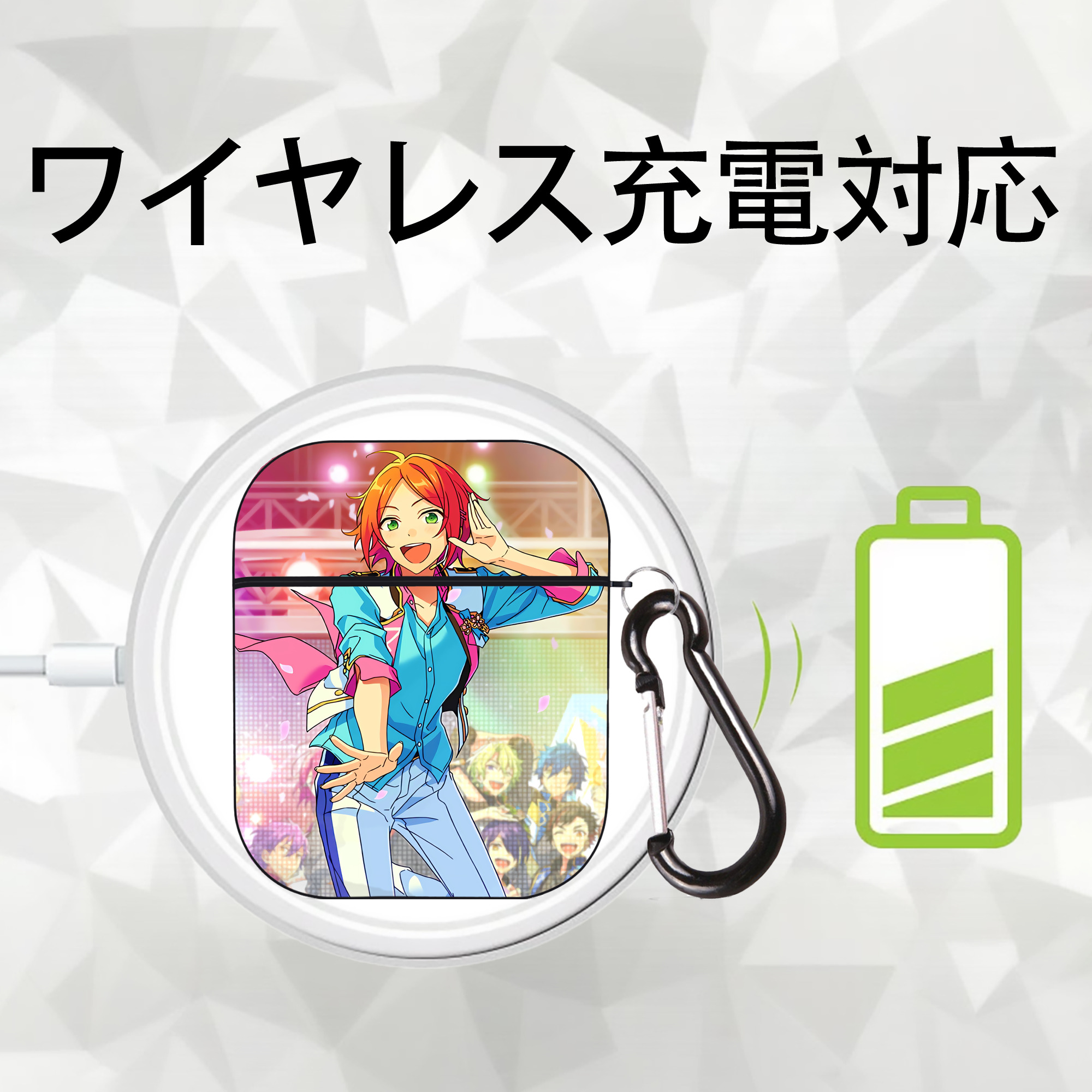 あんさんぶるスターズ! Ensemble Stars AirPods 第2世代保護ケース ハードシェル ブラック 耐衝撃・防指紋・カラビナ付き