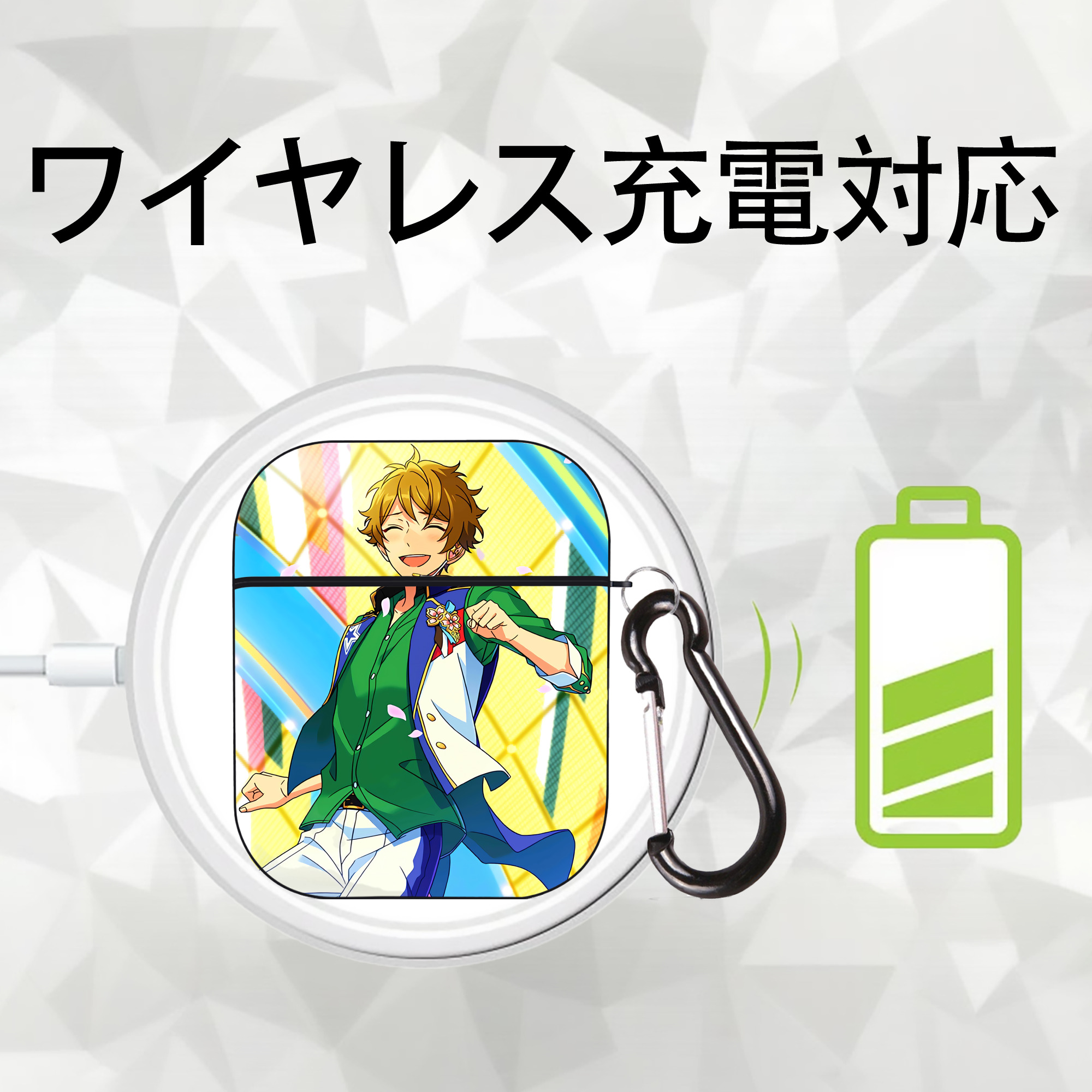 あんさんぶるスターズ! Ensemble Stars AirPods 第2世代保護ケース ハードシェル ブラック 耐衝撃・防指紋・カラビナ付き