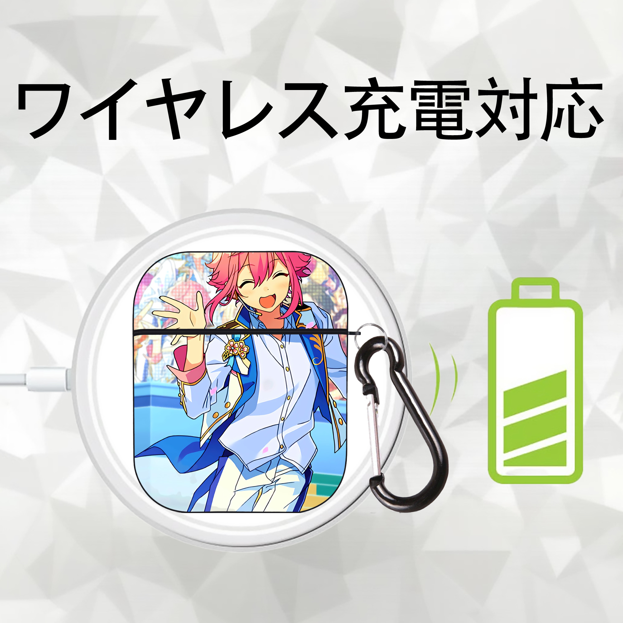 あんさんぶるスターズ! Ensemble Stars AirPods 第2世代保護ケース ハードシェル ブラック 耐衝撃・防指紋・カラビナ付き