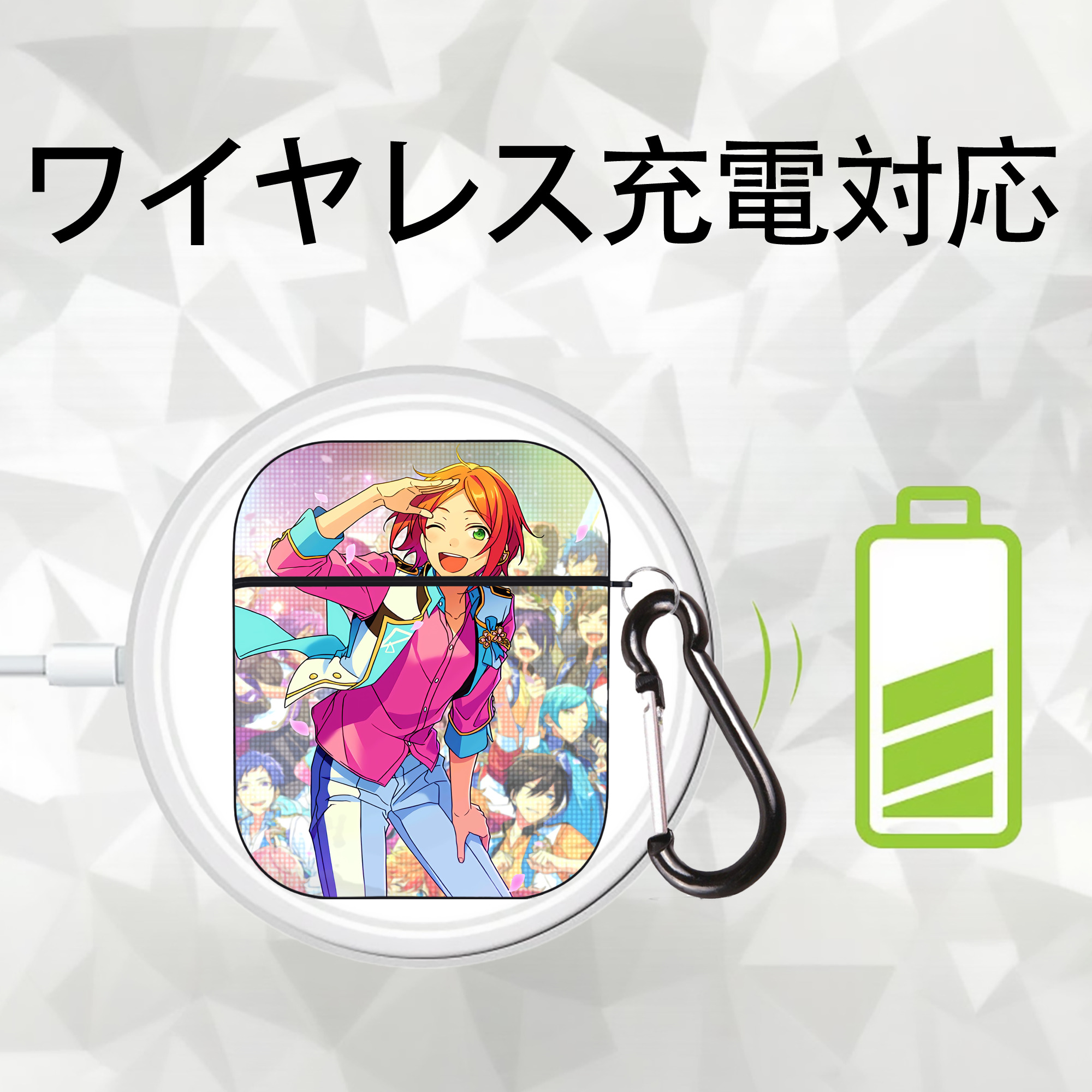 あんさんぶるスターズ! Ensemble Stars AirPods 第2世代保護ケース ハードシェル ブラック 耐衝撃・防指紋・カラビナ付き