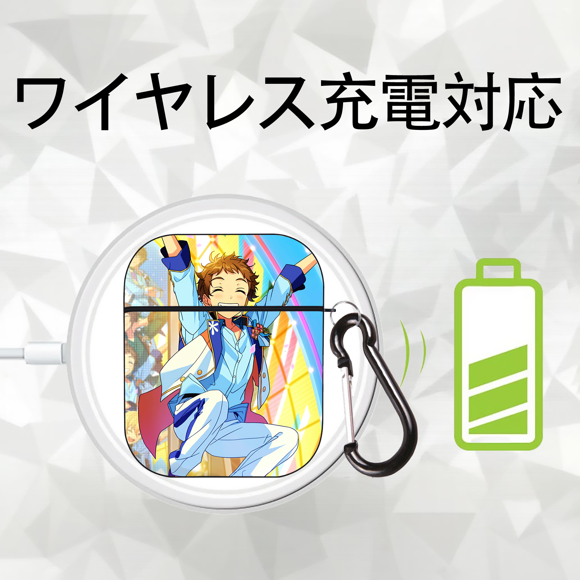 あんさんぶるスターズ! Ensemble Stars AirPods 第2世代保護ケース ハードシェル ブラック 耐衝撃・防指紋・カラビナ付き