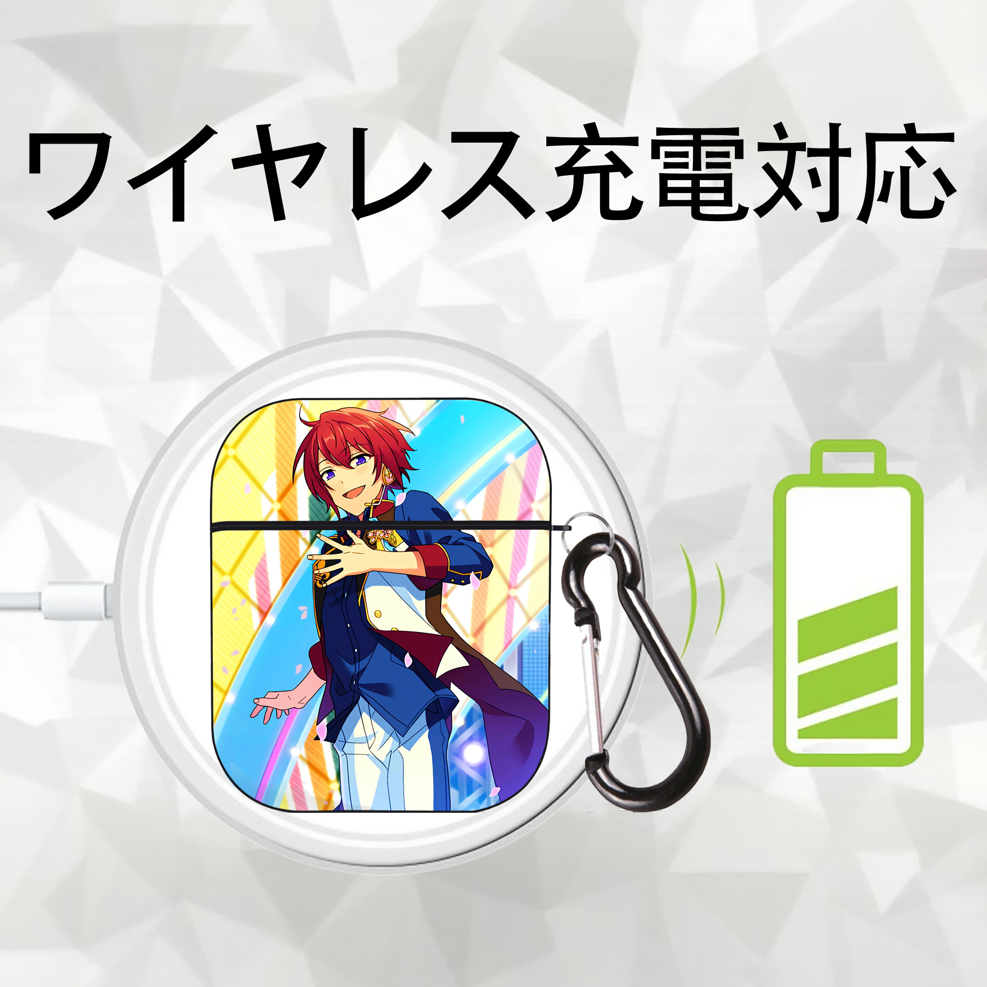 あんさんぶるスターズ! Ensemble Stars AirPods 第2世代保護ケース ハードシェル ブラック 耐衝撃・防指紋・カラビナ付き