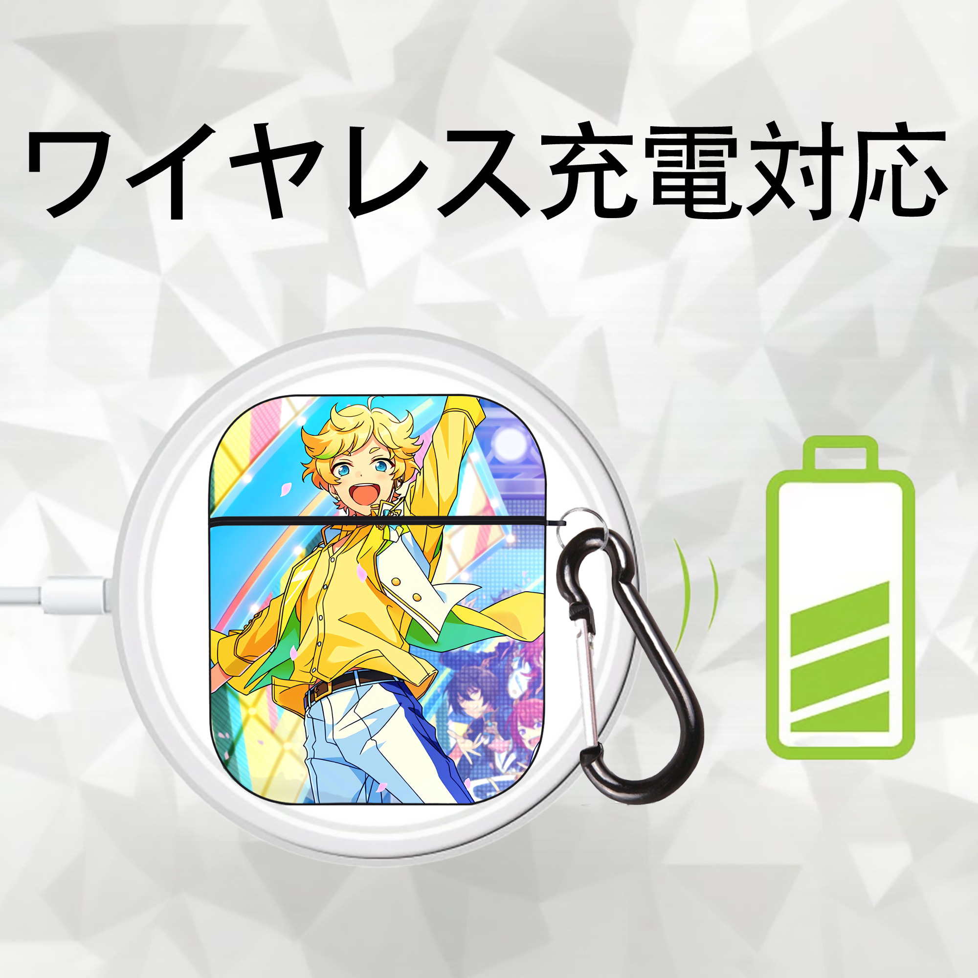 あんさんぶるスターズ! Ensemble Stars AirPods 第2世代保護ケース ハードシェル ブラック 耐衝撃・防指紋・カラビナ付き