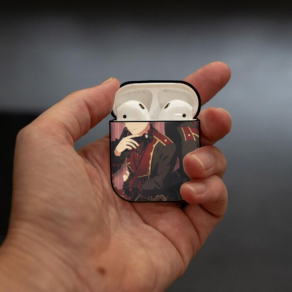 あんさんぶるスターズ! Ensemble Stars AirPods 第2世代保護ケース ハードシェル ブラック 耐衝撃・防指紋・カラビナ付き