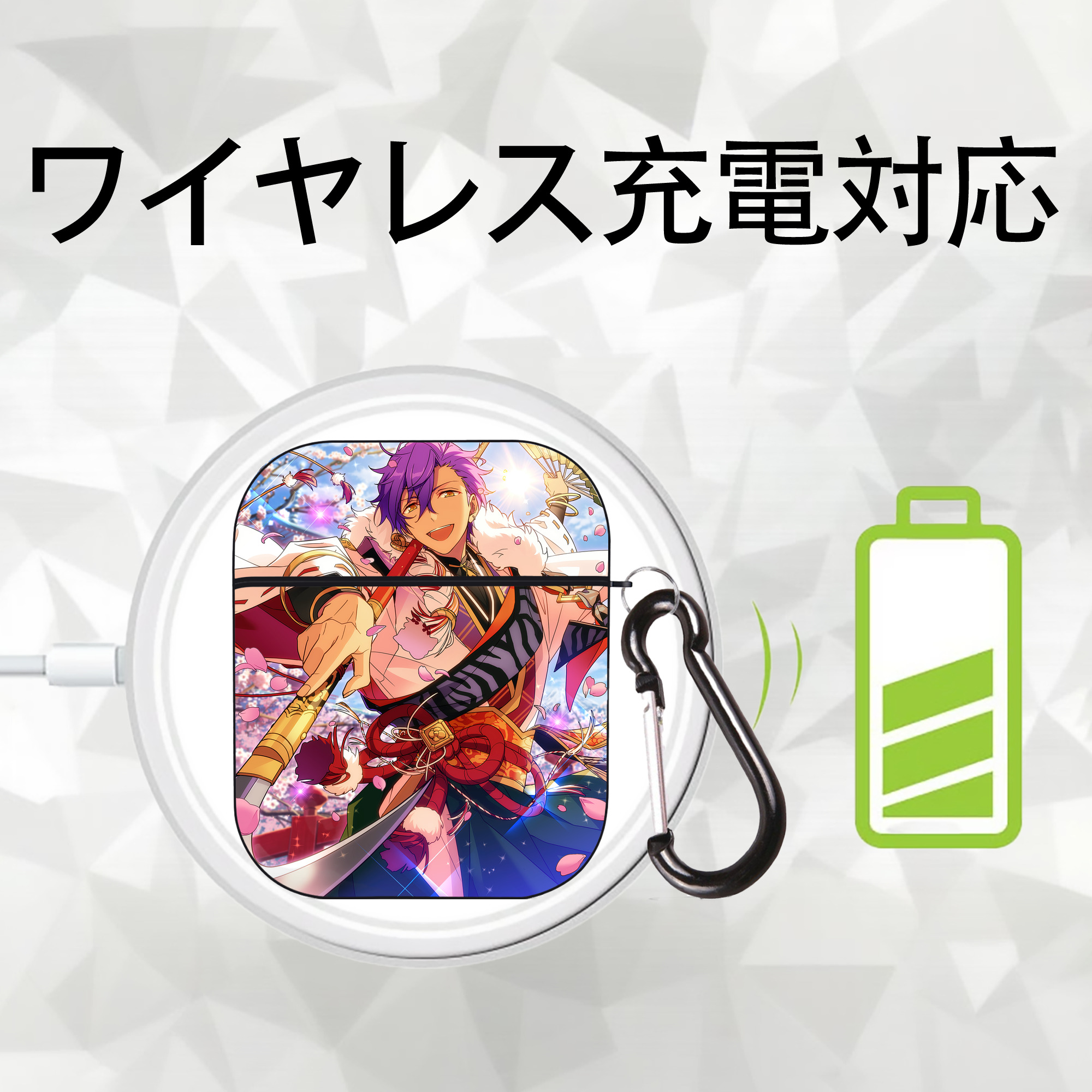 あんさんぶるスターズ! Ensemble Stars AirPods 第2世代保護ケース ハードシェル ブラック 耐衝撃・防指紋・カラビナ付き
