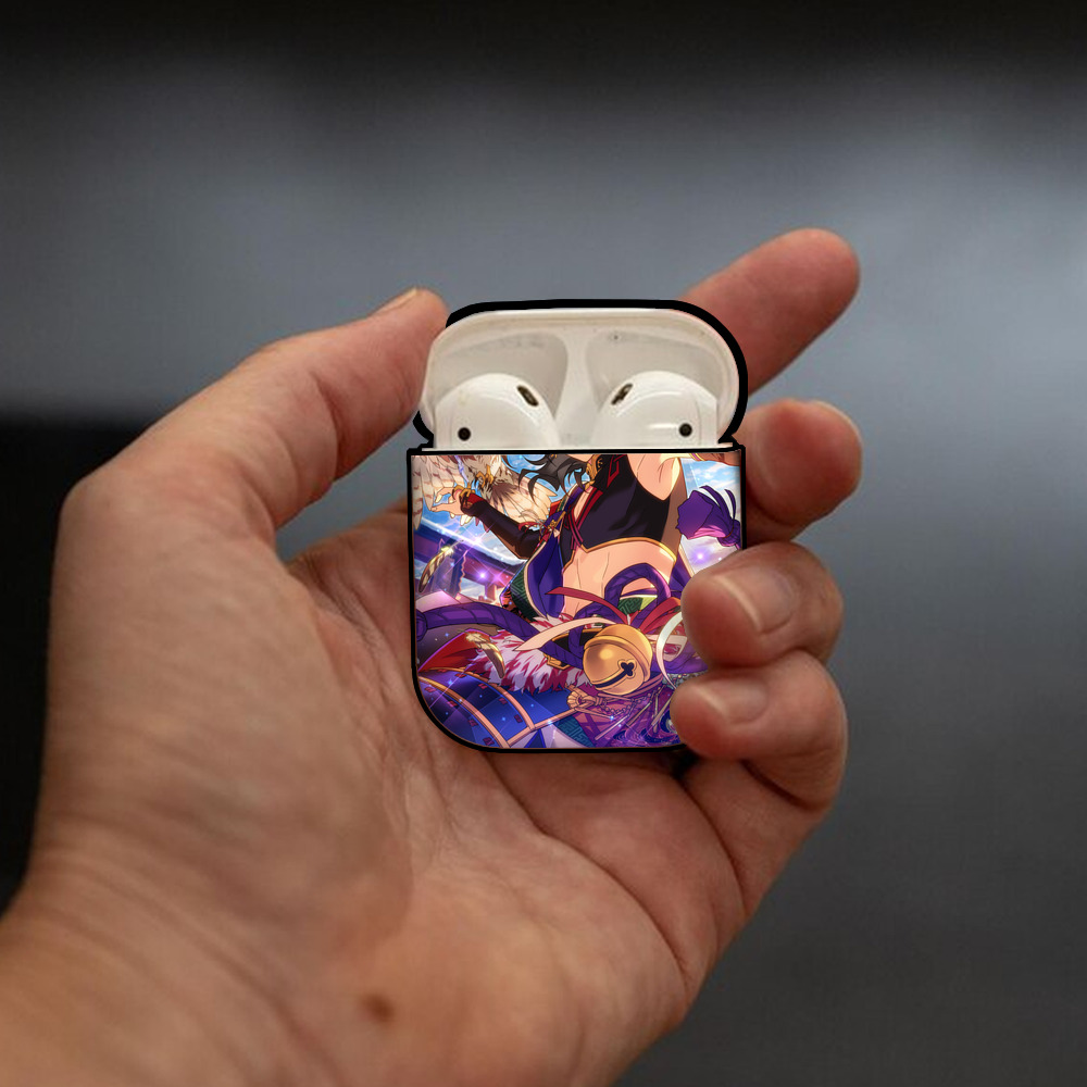 あんさんぶるスターズ! Ensemble Stars AirPods 第2世代保護ケース ハードシェル ブラック 耐衝撃・防指紋・カラビナ付き